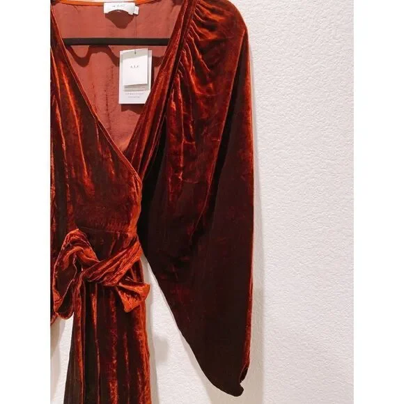 A.L.C Carlo Velvet silk Blend Wrap mini Dress - Picture 10 of 13